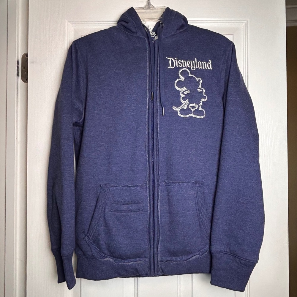 Disneyland Mickey Mouse Sherpa Lined Zip Hoodie Blue "55" Graphic Size M NWT‎
